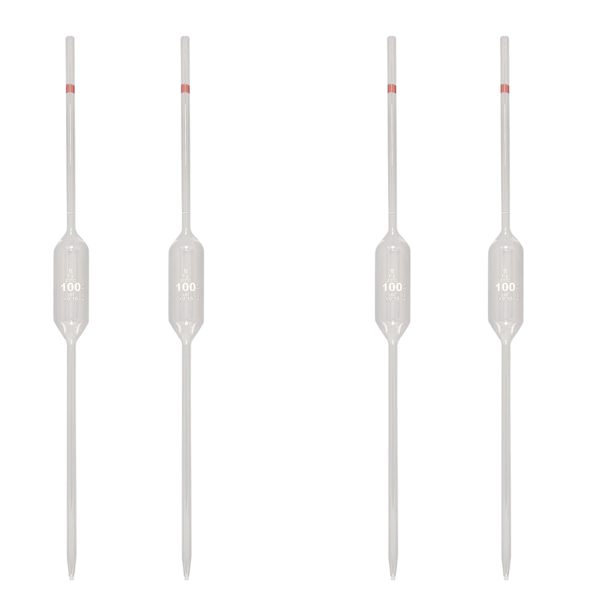 Pipette Volumetric, Borosilicate Glass, 100ml, Pack of 4