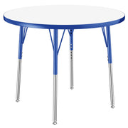 36" Round Dry-Erase Activity Table with Adjustable Standard Swivel Glide Legs - Whiteboard/Blue