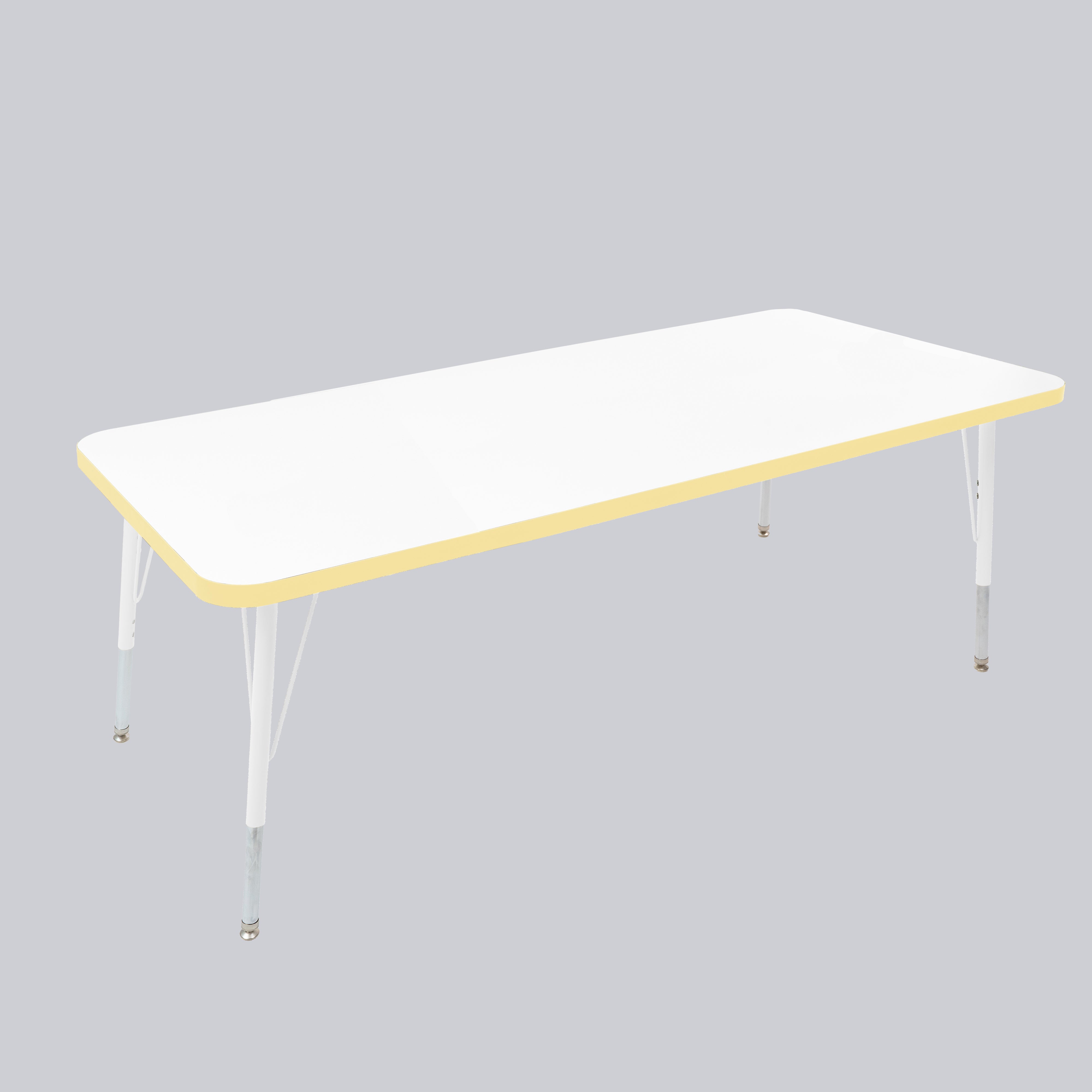 30" x 60" Rectangle Thermofused Activity Table with Adjustable Standard Swivel Glide Legs - White/Squash/White