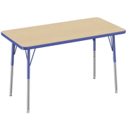 24" x 48" Rectangle T-Molding Activity Table with Adjustable Standard Swivel Glide Legs - Maple/Blue