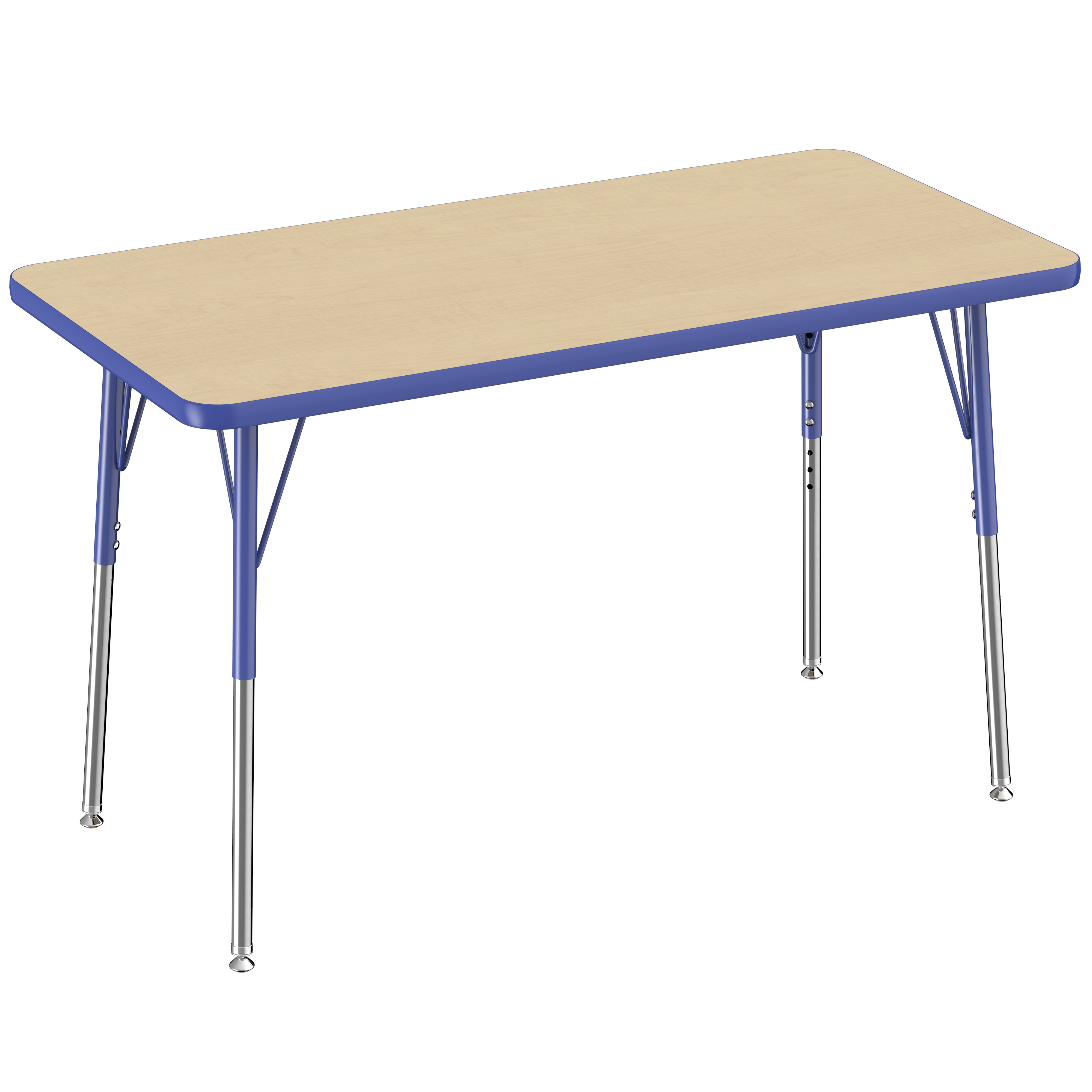 24" x 48" Rectangle T-Molding Activity Table with Adjustable Standard Swivel Glide Legs - Maple/Blue