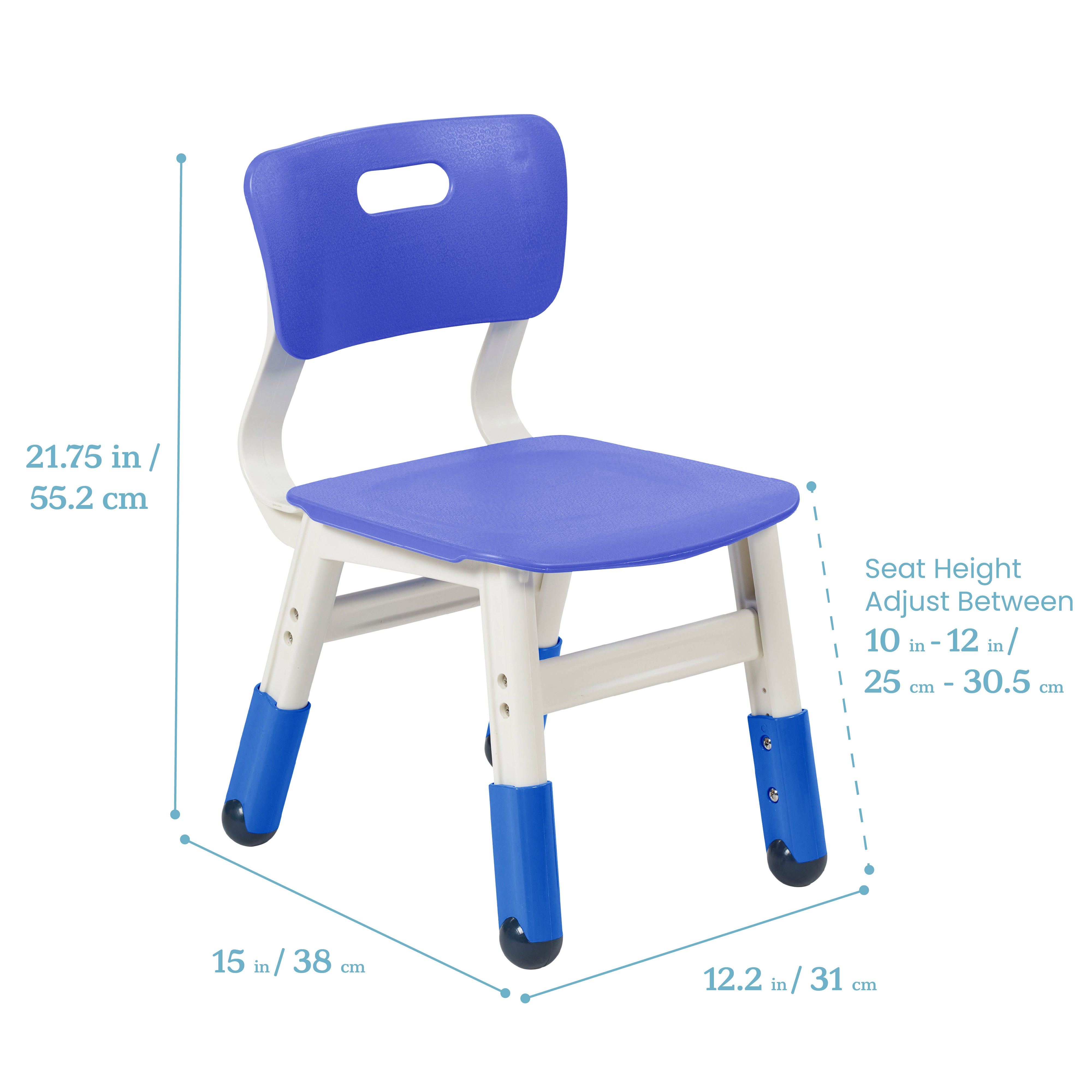 Adjustable Height Plastic Chairs 2-Pack - Blue