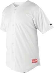 Rawlings  Adult Plated 150 Fabric Full-Button Jersey - Small - White