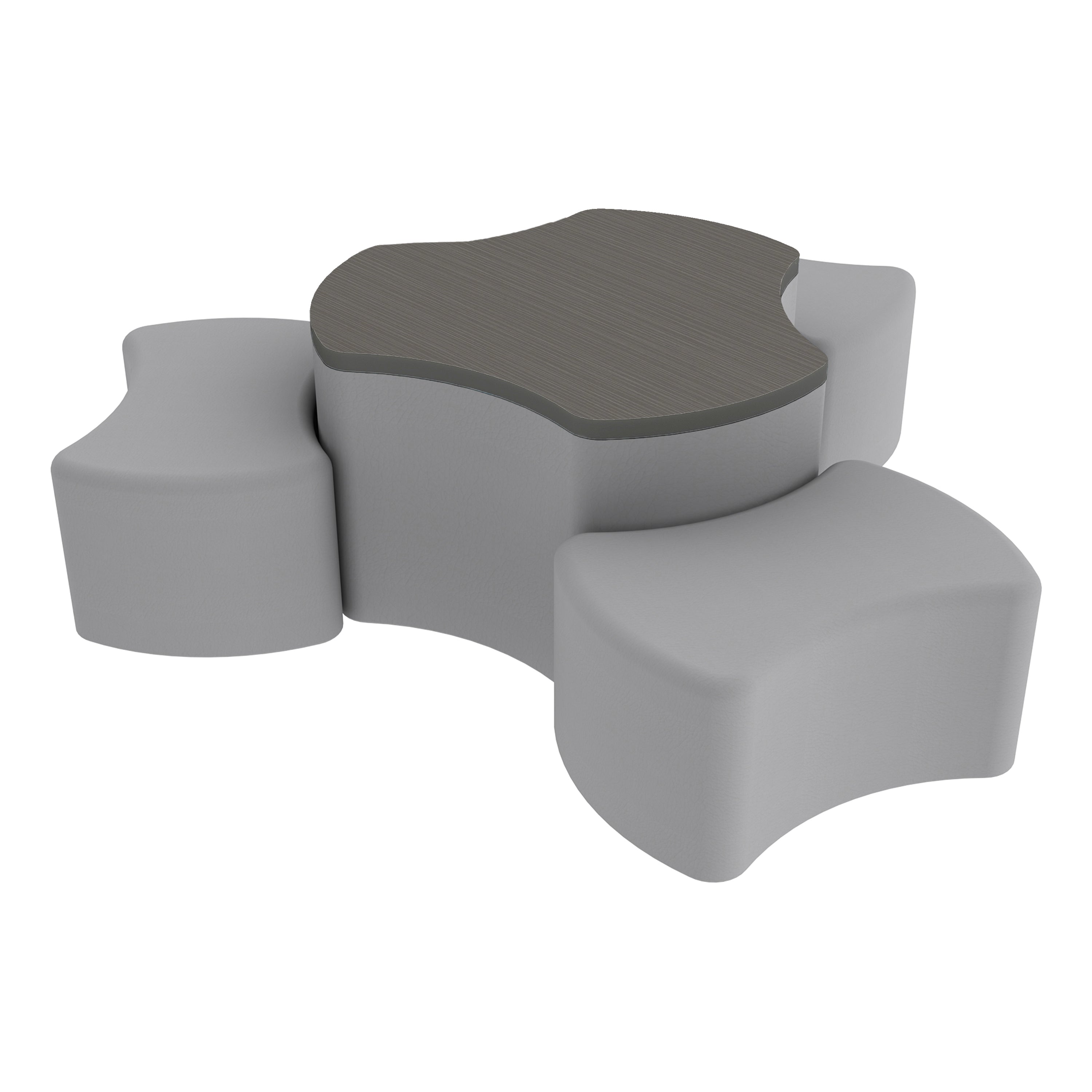 Pro Series Cog Ottoman Table with Bowtie 12" H Seating, 4-Piece Set - Gray/Cosmic Strandz