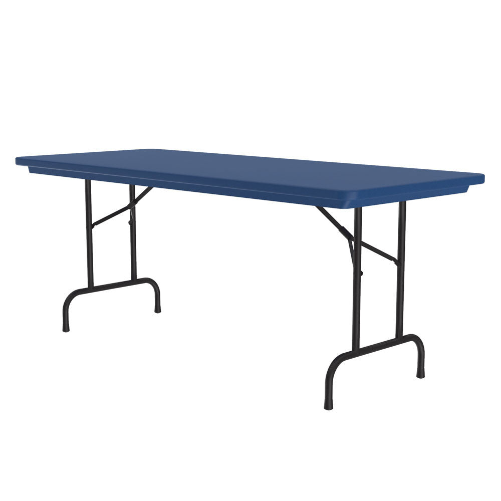 OfficeSource Colorful Blow Mold Folding Tables Fixed Height Blow Mold Table - 60" x 30" - Blue