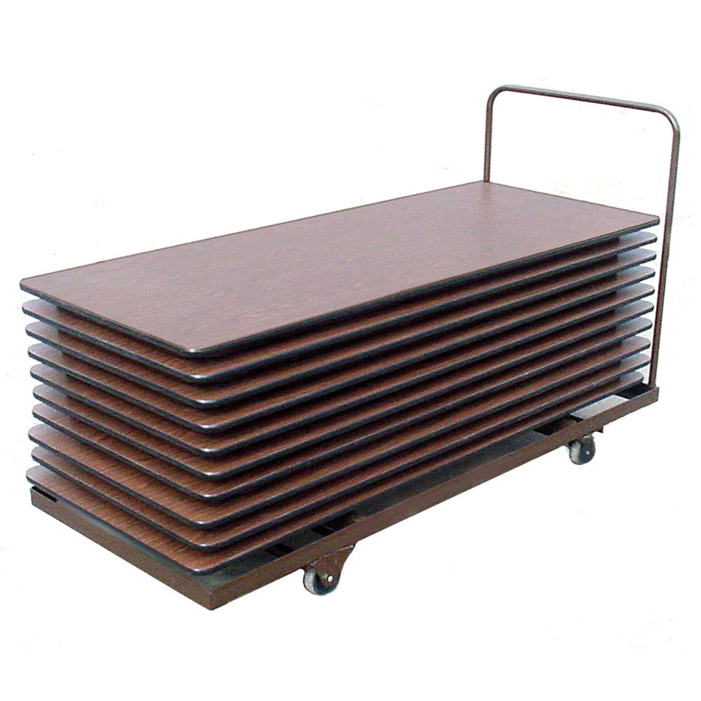 OfficeSource  Melamine Folding Tables Flat Stacking Rectangular Table Truck - Brown