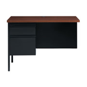 OfficeSource Raleigh 42"W Single Pedestal Steel Return - Walnut - Black Frame