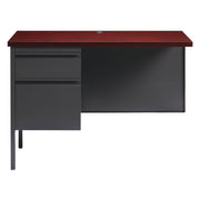 OfficeSource Raleigh 42"W Single Pedestal Steel Return - Mahogany - Charcoal Frame