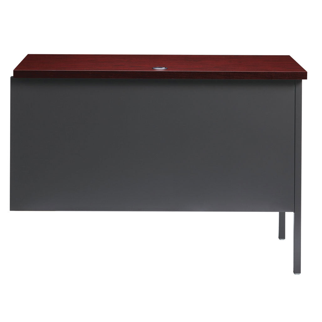 OfficeSource Raleigh 42"W Single Pedestal Steel Return - Mahogany - Charcoal Frame