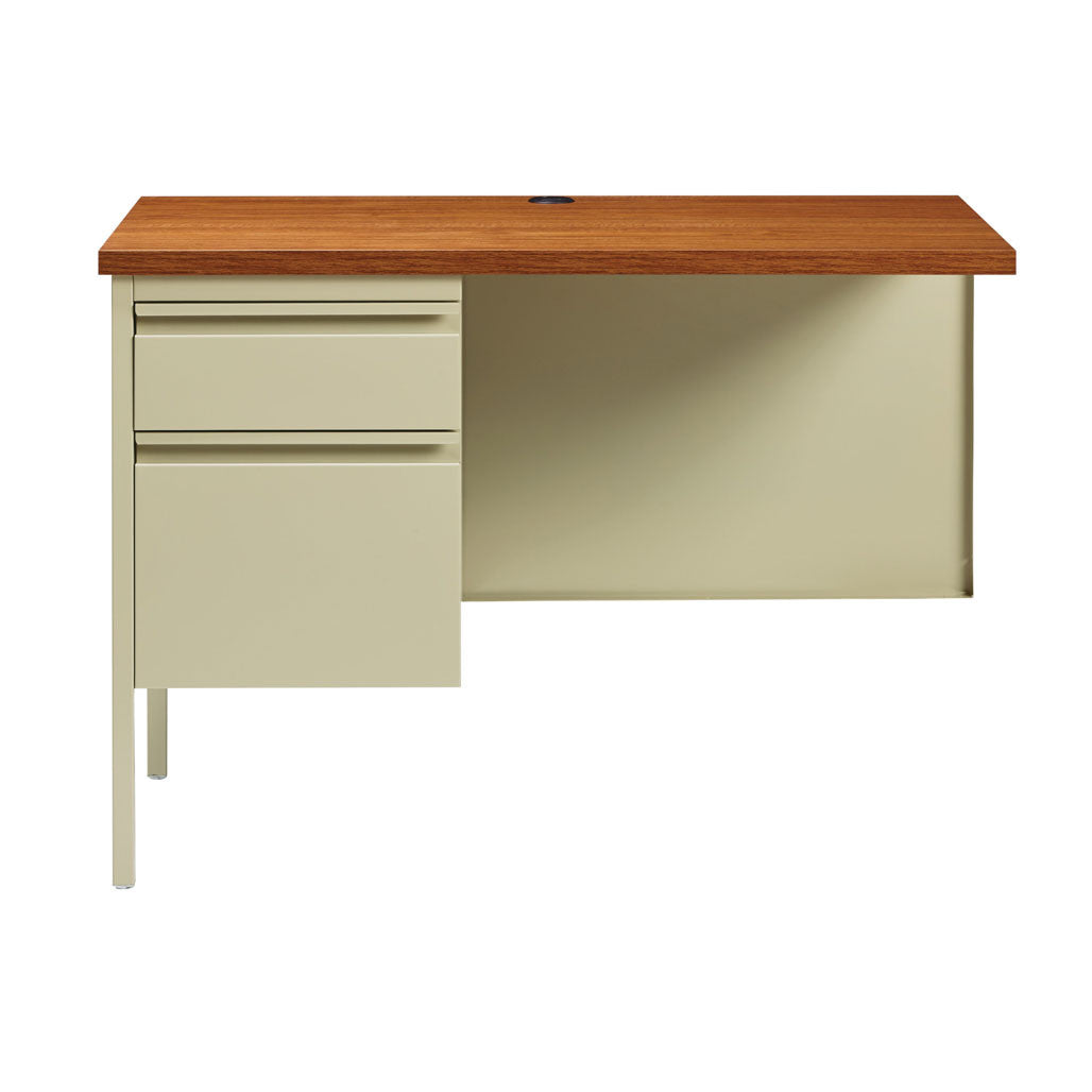 OfficeSource Raleigh 42"W Single Pedestal Steel Return - Oak - Putty Frame