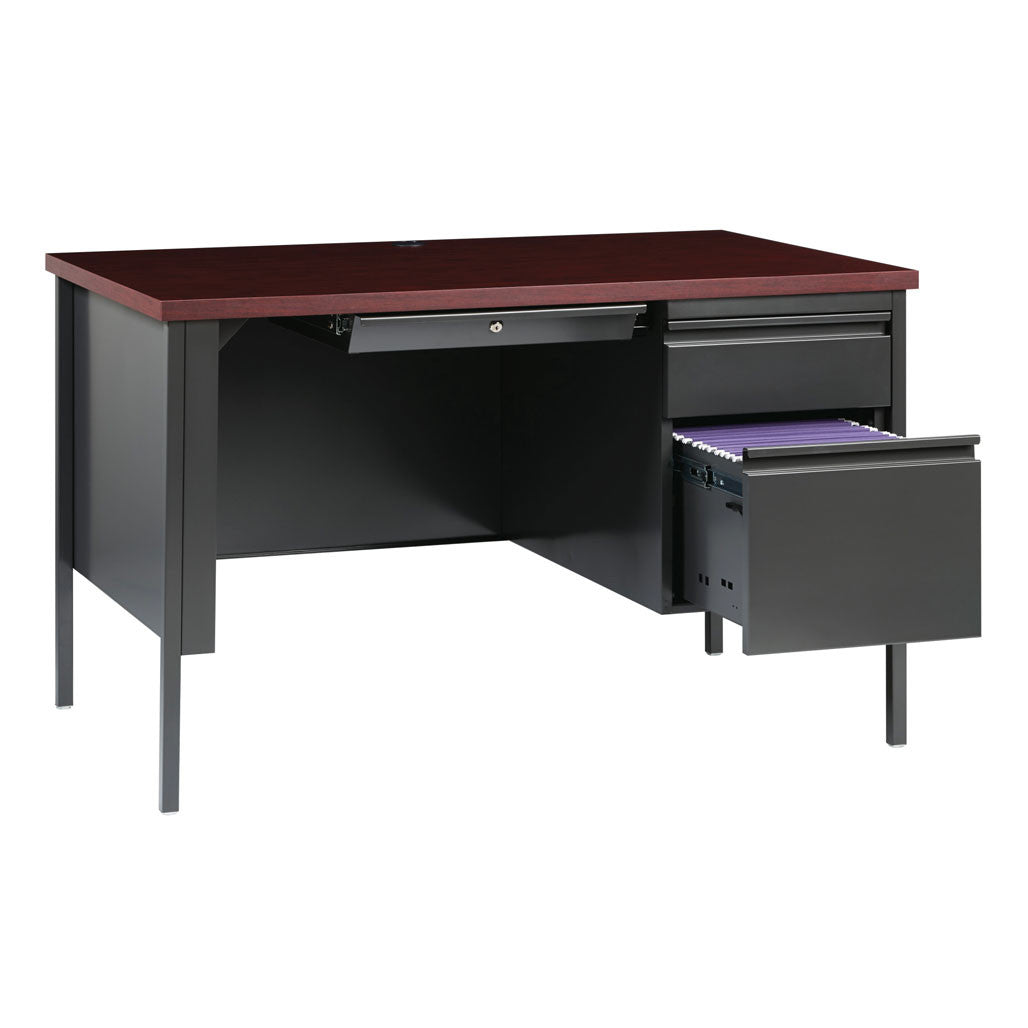 OfficeSource Raleigh 45"W Single Right Pedestal Desk - Charcoal
