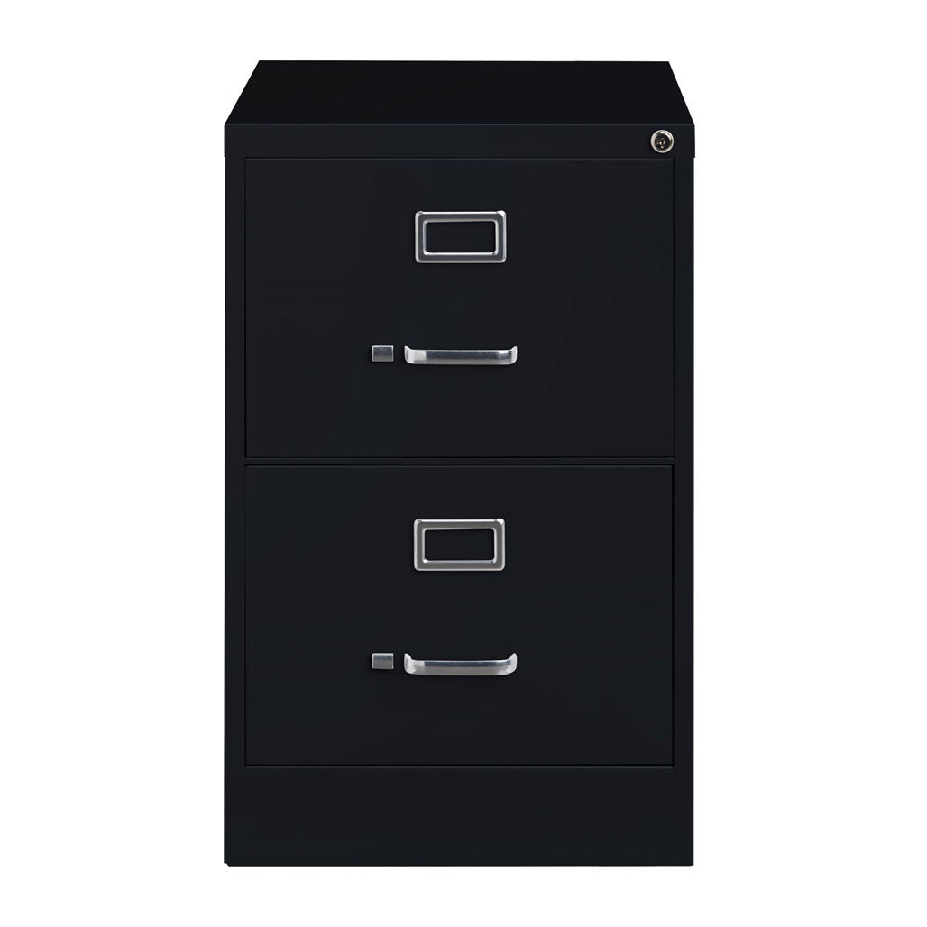 OfficeSource Steel Vertical File Collection 2 Drawer Vertical File Cabinet, 26.5" Deep, Legal - Black