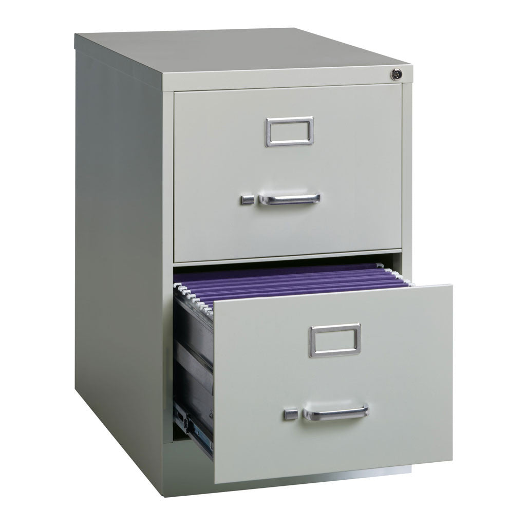 OfficeSource Steel Vertical File Collection 2 Drawer Vertical File Cabinet, 26.5" Deep, Legal - Light Gray