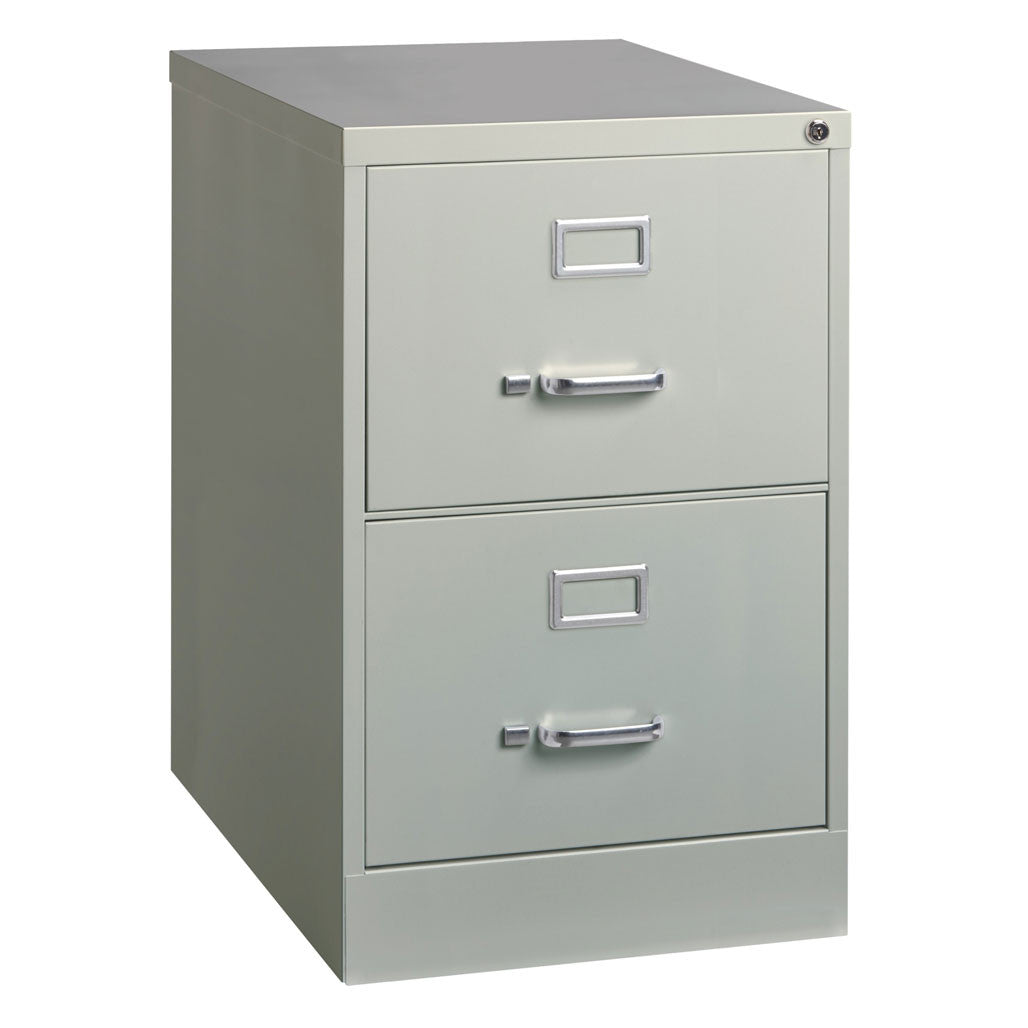 OfficeSource Steel Vertical File Collection 2 Drawer Vertical File Cabinet, 26.5" Deep, Legal - Light Gray