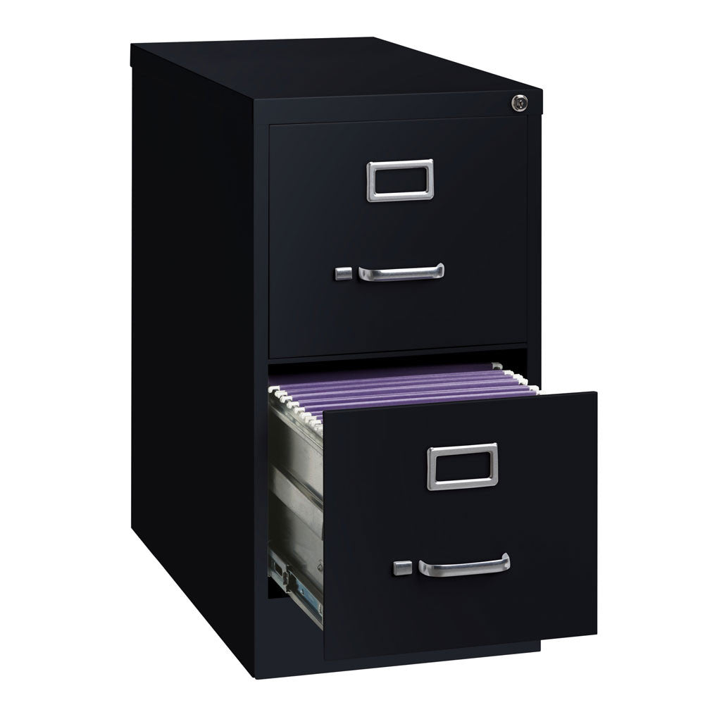OfficeSource Steel Vertical File Collection 2 Drawer Vertical File Cabinet, 25" Deep, Letter - Black