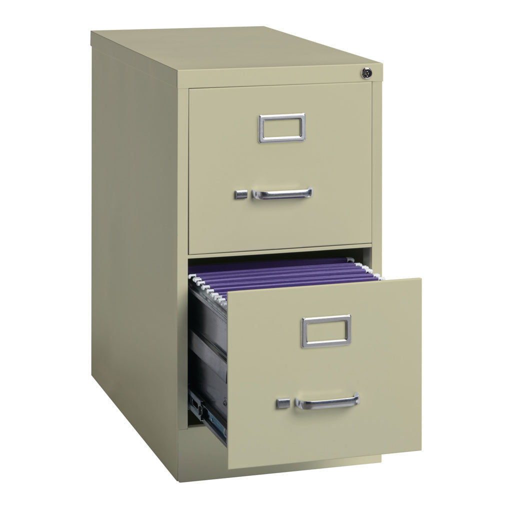 OfficeSource Steel Vertical File Collection 2 Drawer Vertical File Cabinet, 25" Deep, Letter - Putty