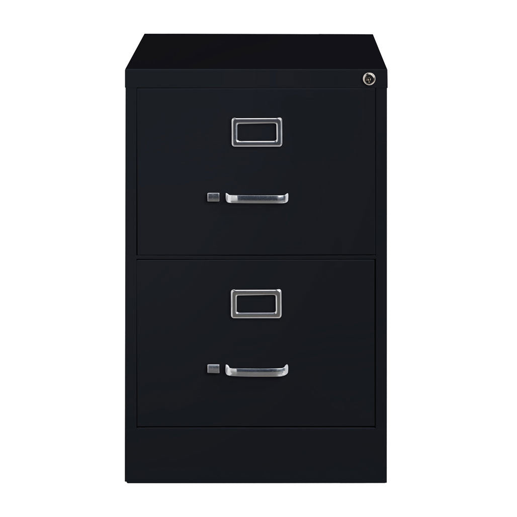 OfficeSource Steel Vertical File Collection 2 Drawer Vertical File Cabinet, 26.5" Deep, Letter - Black