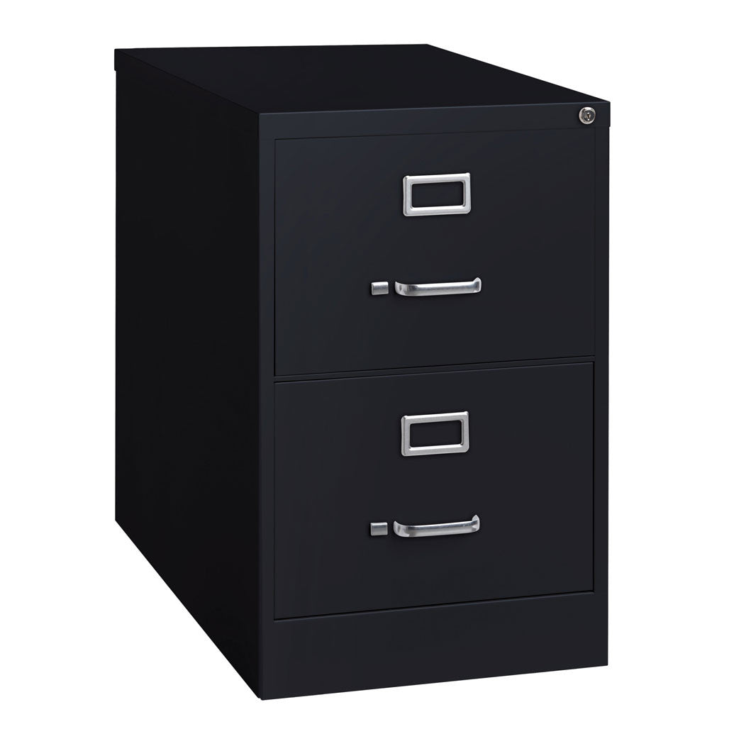 OfficeSource Steel Vertical File Collection 2 Drawer Vertical File Cabinet, 26.5" Deep, Letter - Black