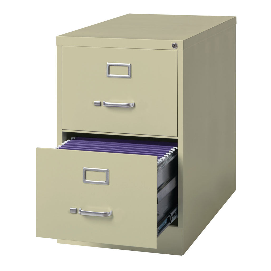 OfficeSource Steel Vertical File Collection 2 Drawer Vertical File Cabinet, 26.5" Deep, Letter - Putty