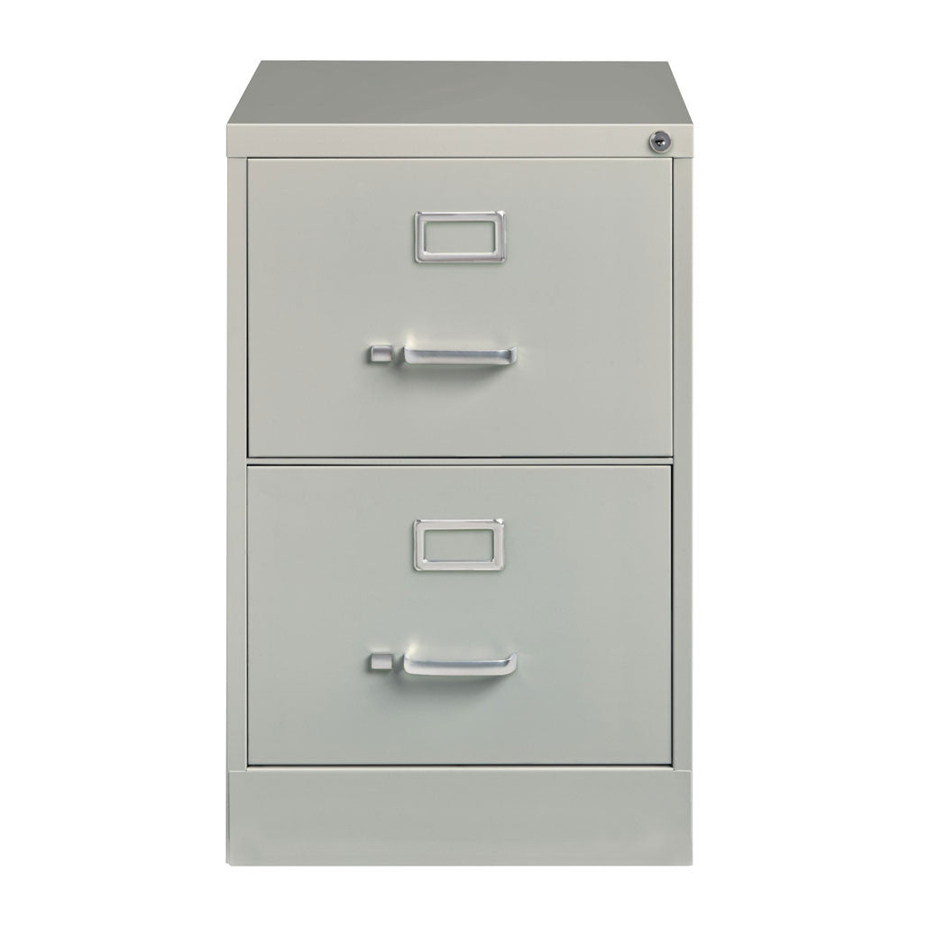 OfficeSource Steel Vertical File Collection 2 Drawer Vertical File Cabinet, 26.5" Deep, Letter - Light Gray
