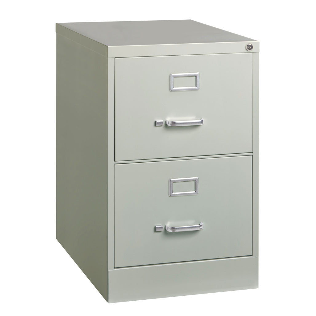 OfficeSource Steel Vertical File Collection 2 Drawer Vertical File Cabinet, 26.5" Deep, Letter - Light Gray