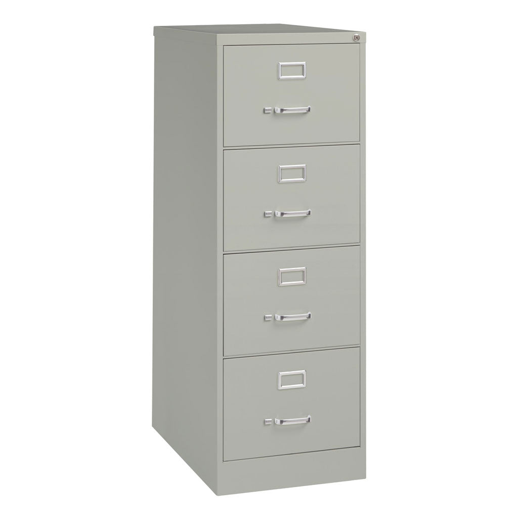 OfficeSource Steel Vertical File Collection 4 Drawer Vertical File Cabinet, 26.5" Deep, Legal - Light Gray