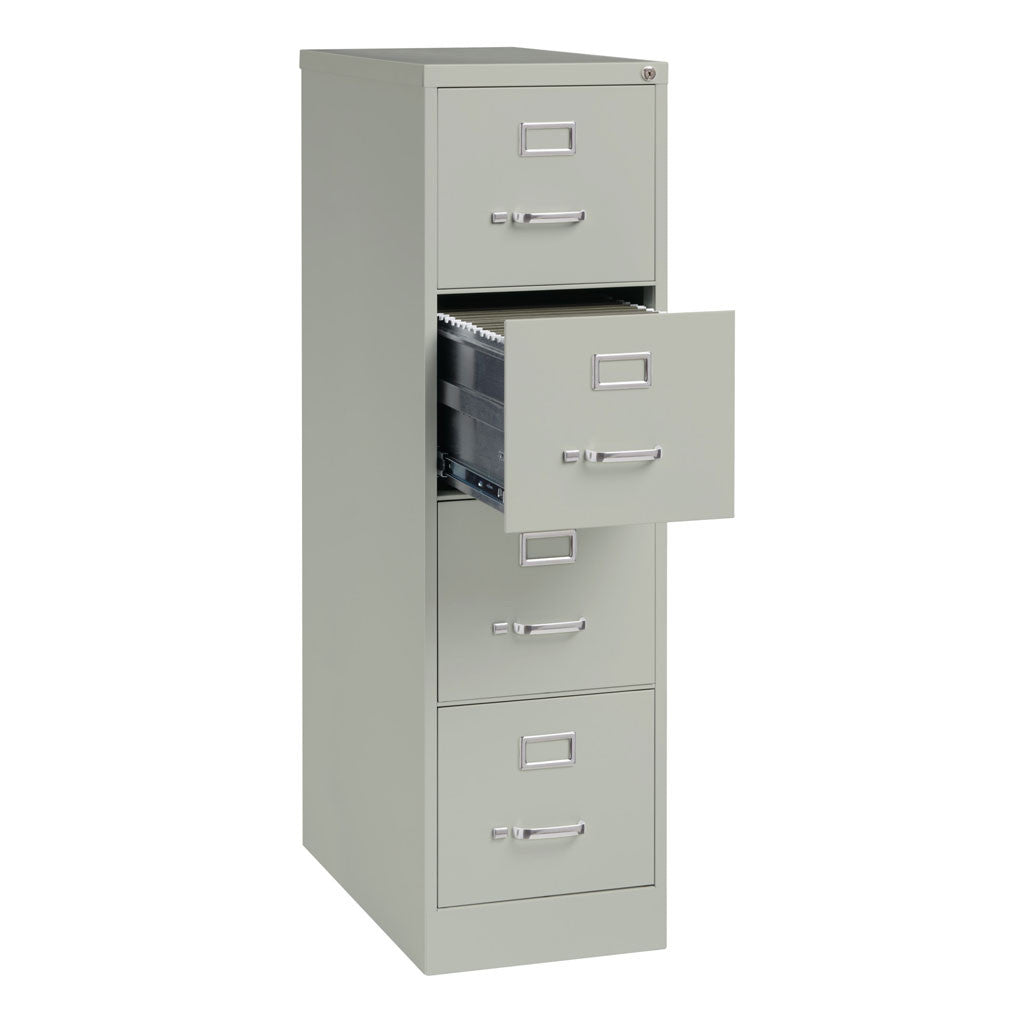 OfficeSource Steel Vertical File Collection 4 Drawer Vertical File Cabinet, 25" Deep, Letter - Light Gray