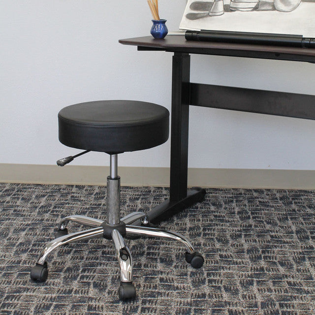 OfficeSource Medical Stools Medical Stool with Polished Chrome Base - Black Antimicrobial Vinyl