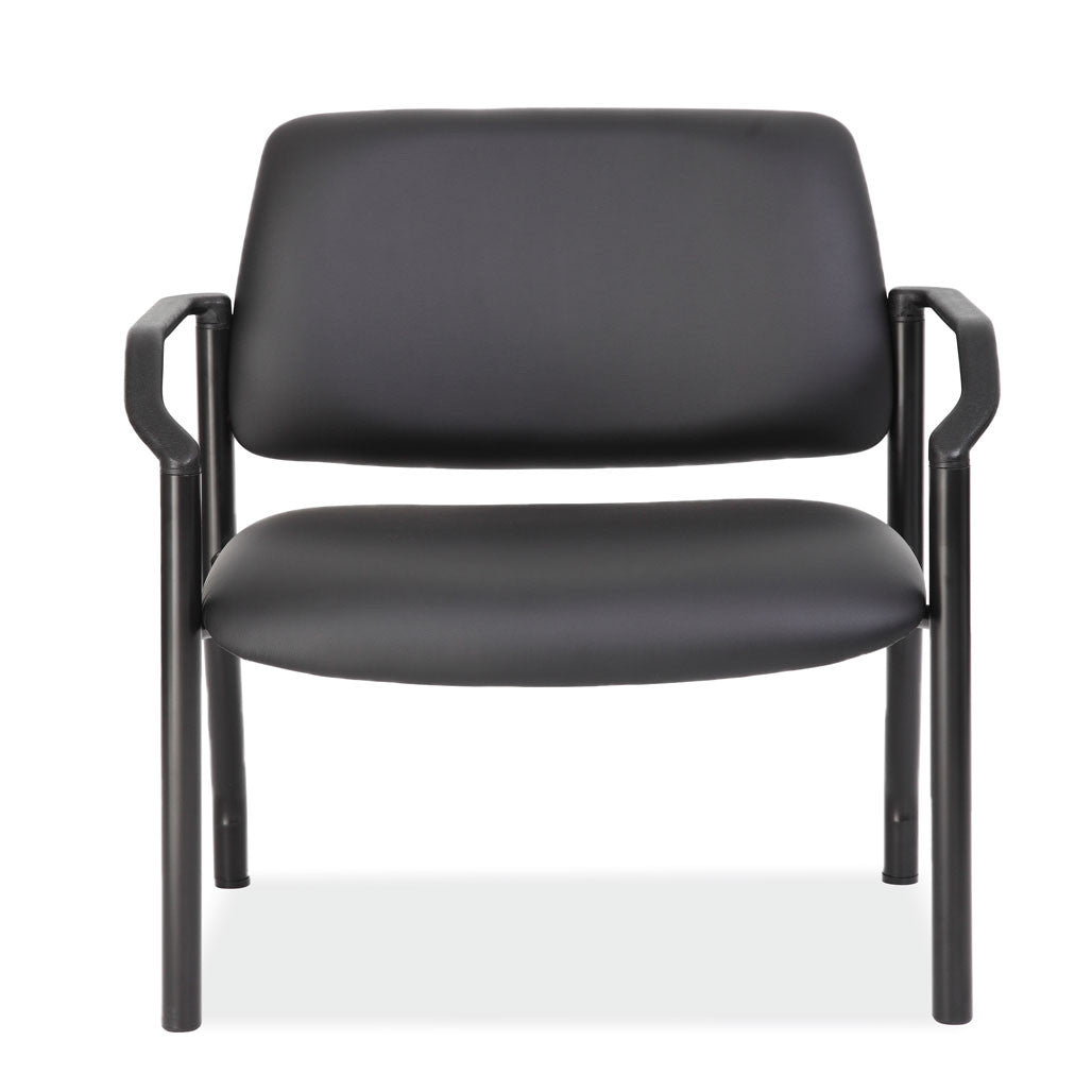 OfficeSource Big & Tall Guest Chair with Arms and Black Frame - 32"W - Black Antimicrobial Vinyl