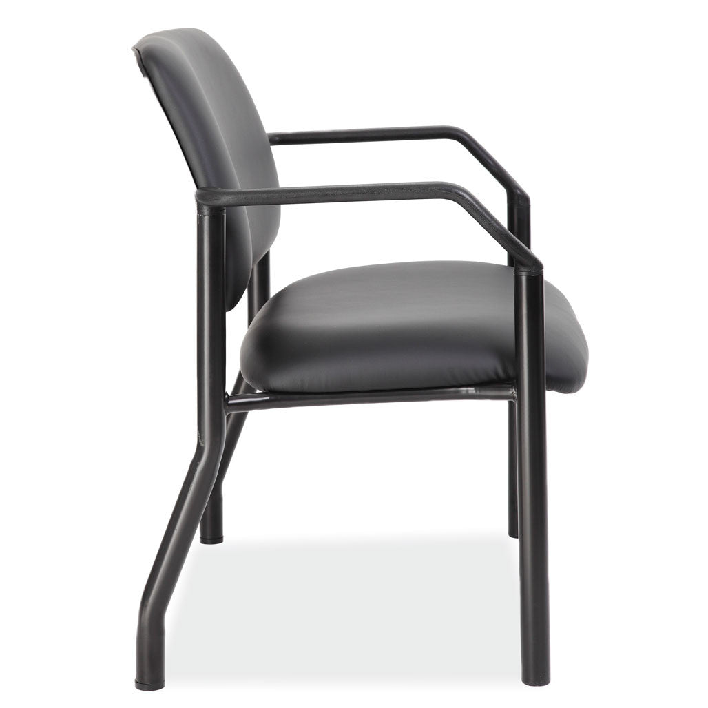 OfficeSource Big & Tall Guest Chair with Arms and Black Frame - 32"W - Black Antimicrobial Vinyl