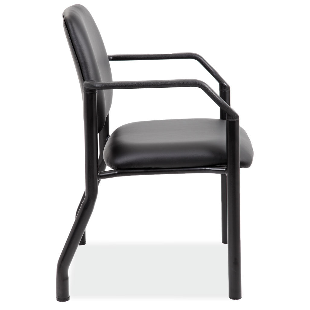 OfficeSource Big & Tall Guest Chair with Arms and Black Frame - 22"W - Black Antimicrobial Vinyl
