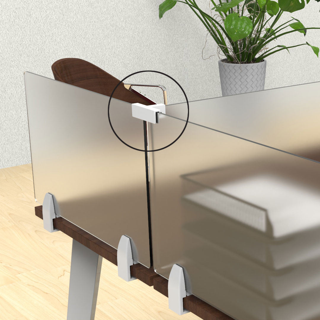 OfficeSource SafeGuard Barrier Collection T-Shaped Bracket (For 6MM Acrylic Screens) - Silver
