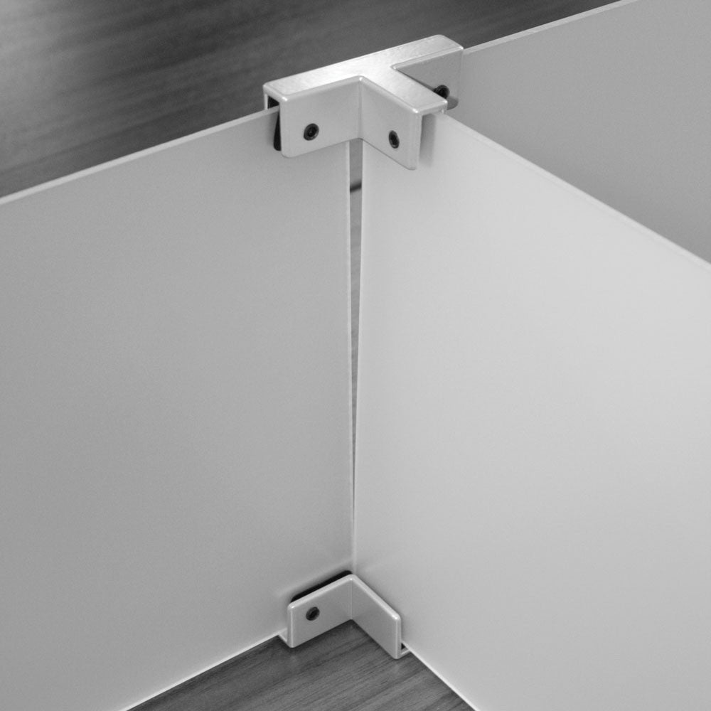 OfficeSource SafeGuard Barrier Collection T-Shaped Bracket (For 6MM Acrylic Screens) - Silver