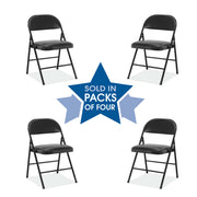 OfficeSource  Steel Folding Chair with Padded Seat and Back - Set of 4 - Black