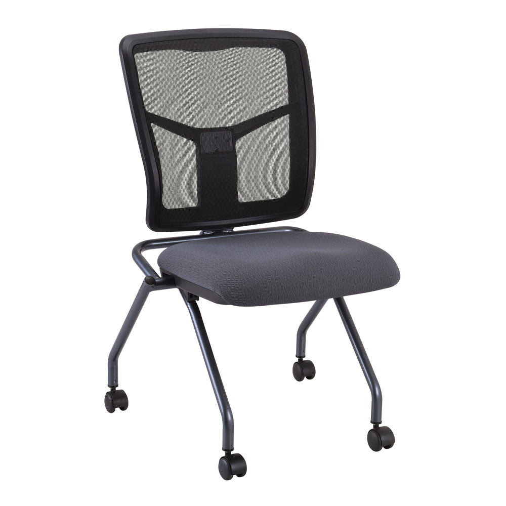 OfficeSource CoolMesh Collection Armless Nesting Chair with Titanium Gray Frame - Fabric - Cool Gray Fabric
