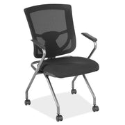 OfficeSource CoolMesh Pro Mesh Back Nesting Chair with Upholstered Seat and Titanium Frame - Cool Gray Fabric
