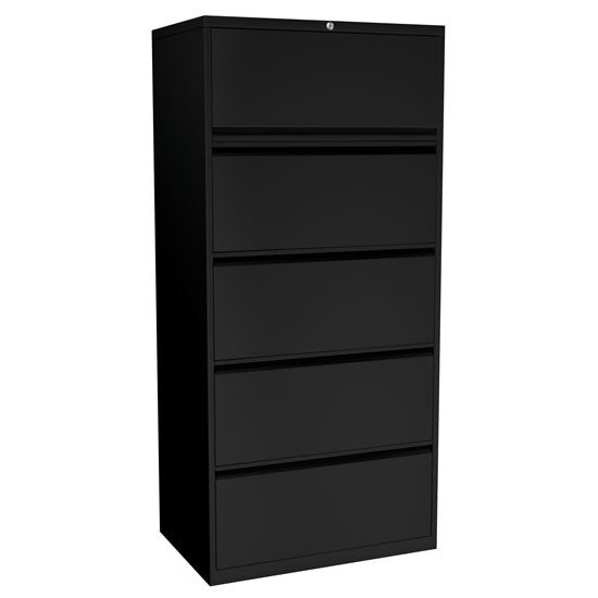 OfficeSource  5 Drawer Lateral File - Black