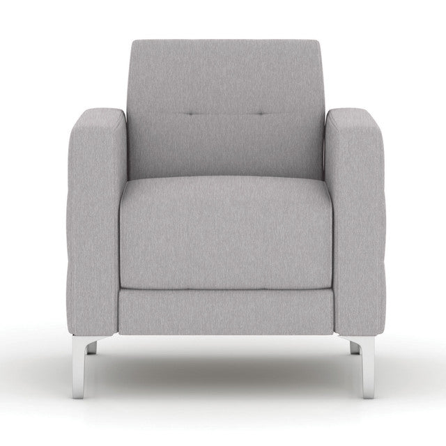 OfficeSource Draper Club Chair with Silver Metal Legs - Light Gray