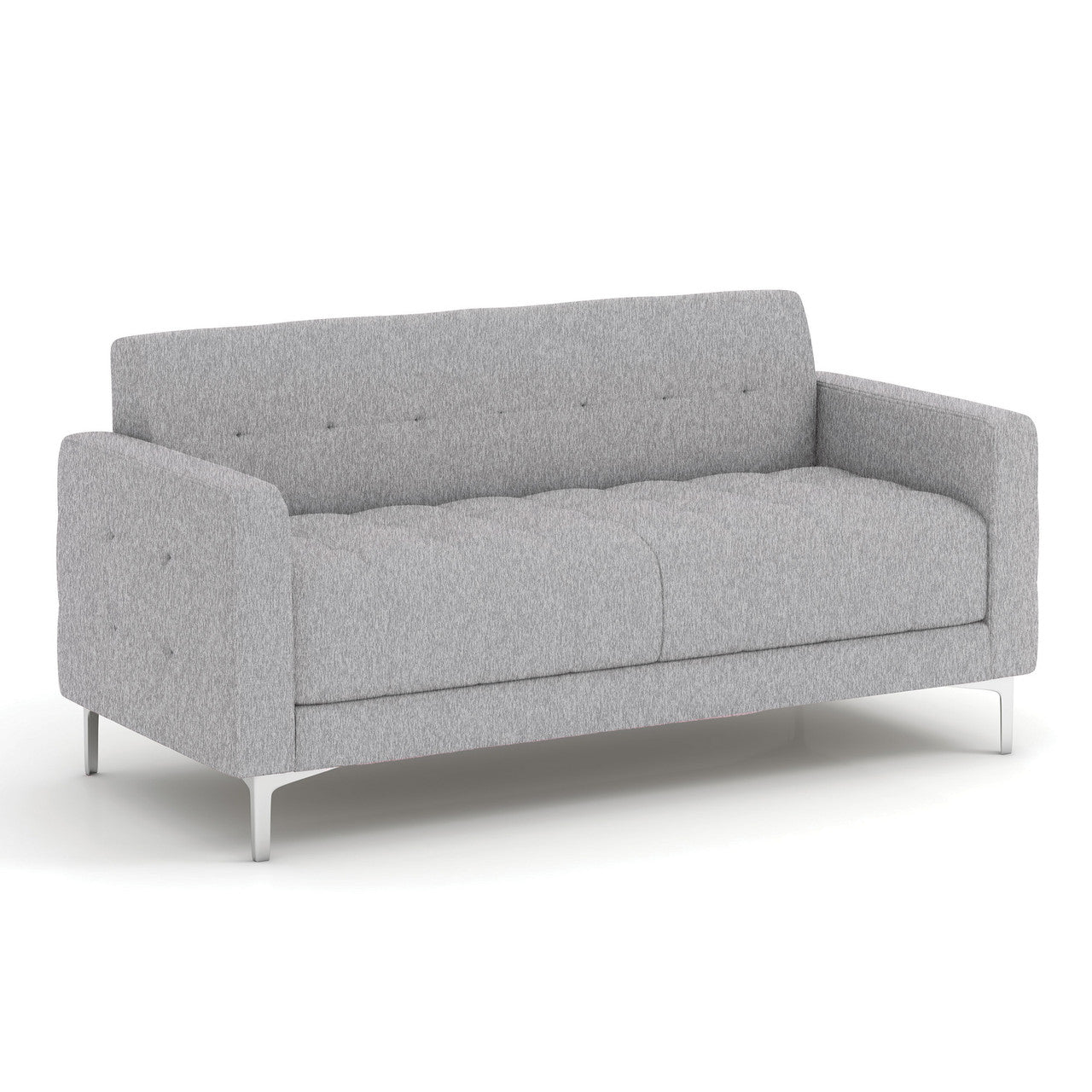 OfficeSource Draper Sofa with Silver Metal Legs - Light Gray Fabric