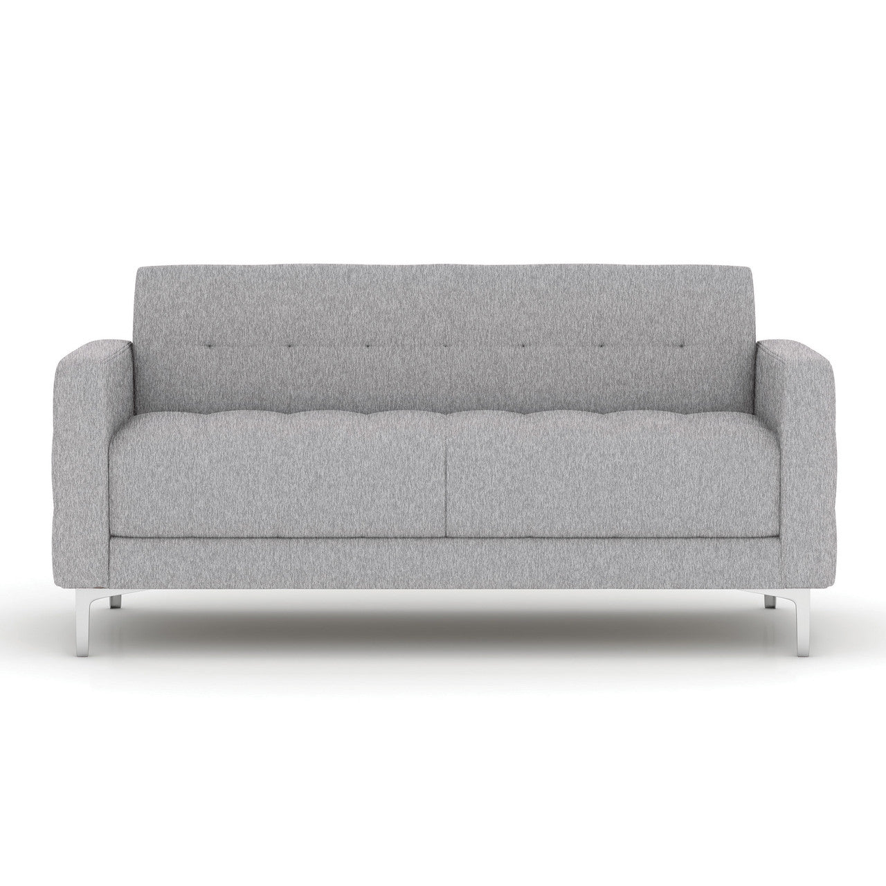 OfficeSource Draper Sofa with Silver Metal Legs - Light Gray Fabric
