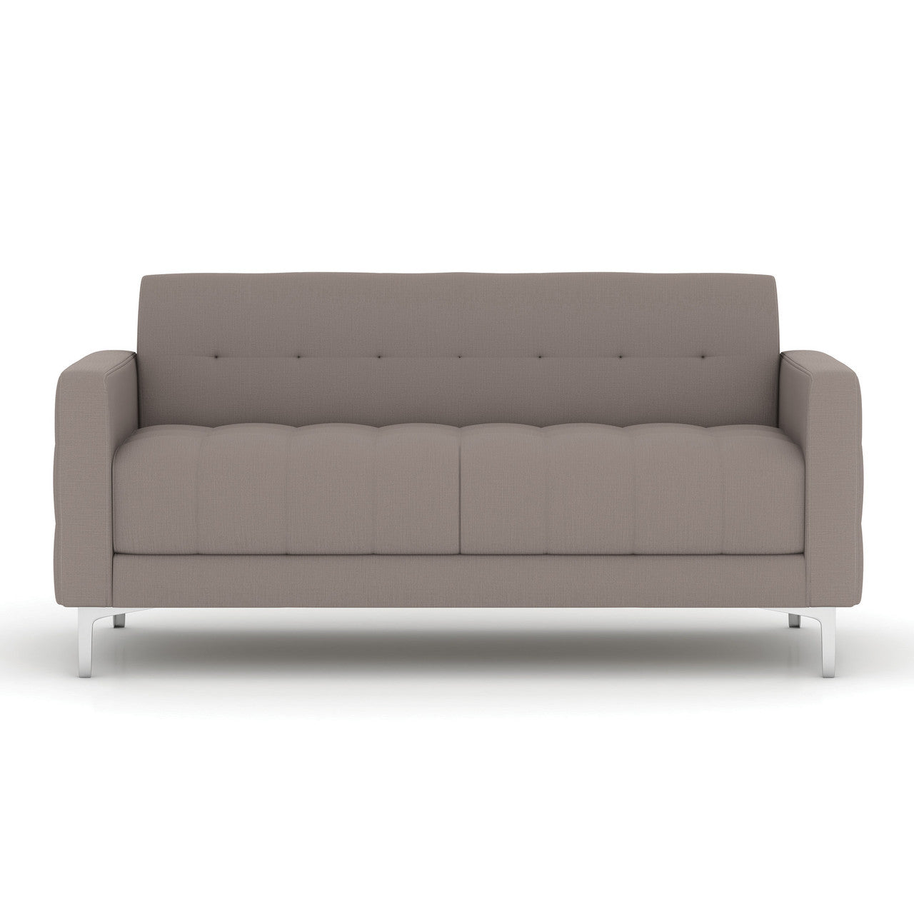 OfficeSource Draper Sofa with Silver Metal Legs - Taupe Fabric