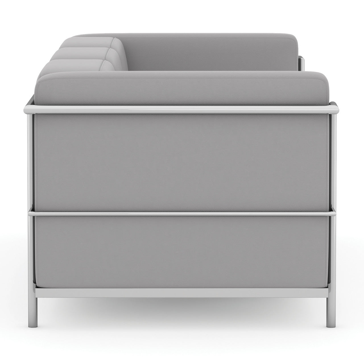 OfficeSource Madison Sofa with Chrome Frame - Light Gray PU Leather