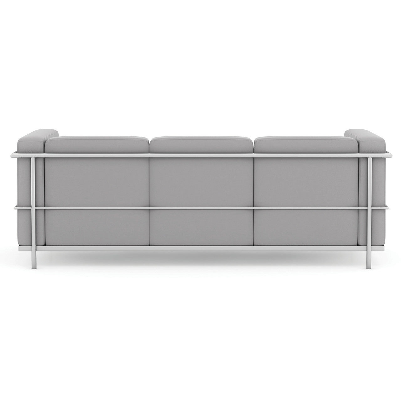OfficeSource Madison Sofa with Chrome Frame - Light Gray PU Leather