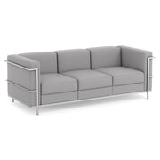 OfficeSource Madison Sofa with Chrome Frame - Light Gray PU Leather