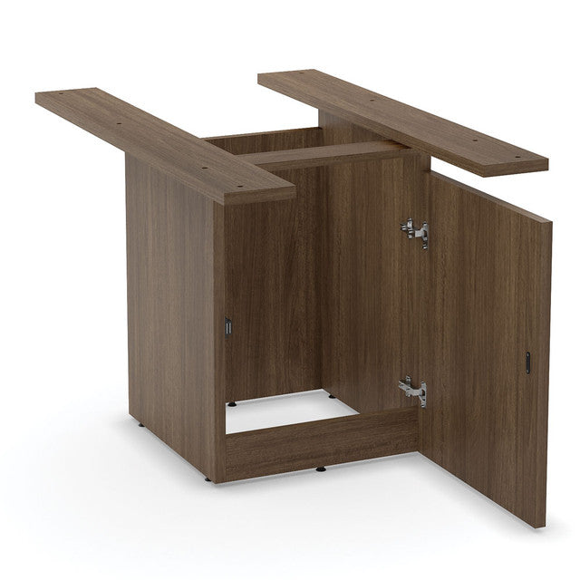 OfficeSource Conference/Multi-Purpose Board Table Cube Base With Access Door - Modern Walnut