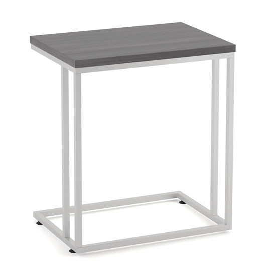 OfficeSource OS Reception Tables Laminate Side C Table with Silver Base - Coastal Gray