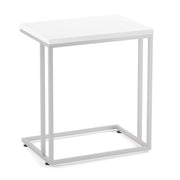OfficeSource OS Reception Tables Laminate Side C Table with Silver Base - White