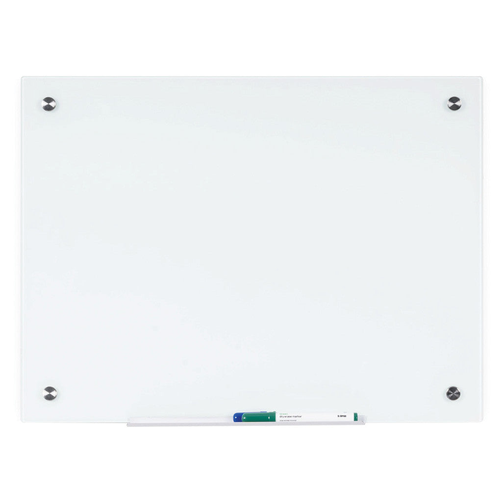 OfficeSource Vizual Magnetic Glass Dry-Erase Board - 36" x 48" - White