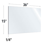 SafeGuard Barrier 15X36 Clear Acrylic Screen For Use With Variant Brackets