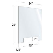 24X24 Clear Acrylic Screen W/ 15Wx3H Cutout For Use With Variant Brackets